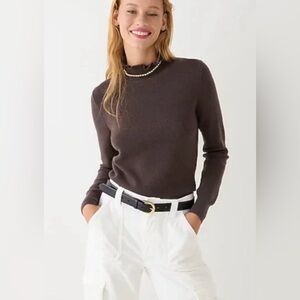 J. Crew Ruffleneck Crewneck Sweater (Brown M)